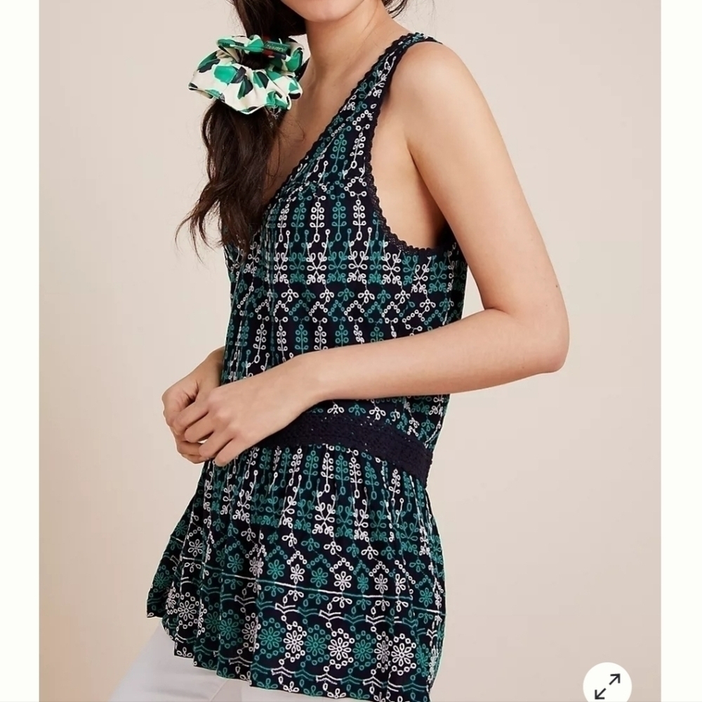 Maeve By Anthropologie-NWT- Cammie Embroidered Peplum Top-Size Small - Picture 3 of 17